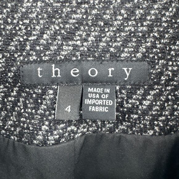 THEORY Kinde Purposeful Twill Moto Asymmetrical Zip Black Gray Jacket Size 4 - Picture 8 of 10